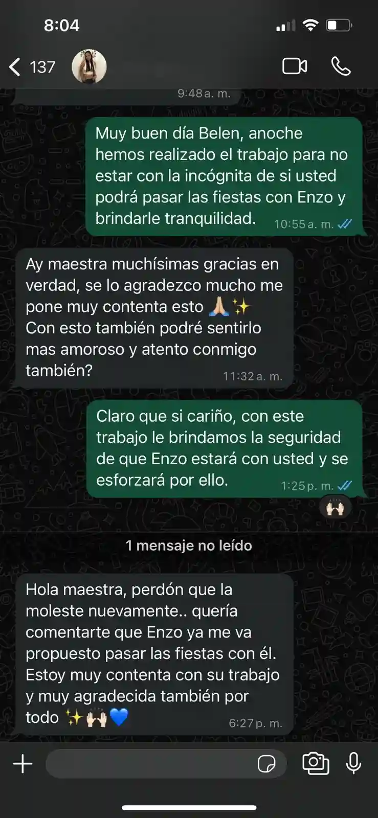 Testimonio de consulta espiritual con Hilda Sen 2